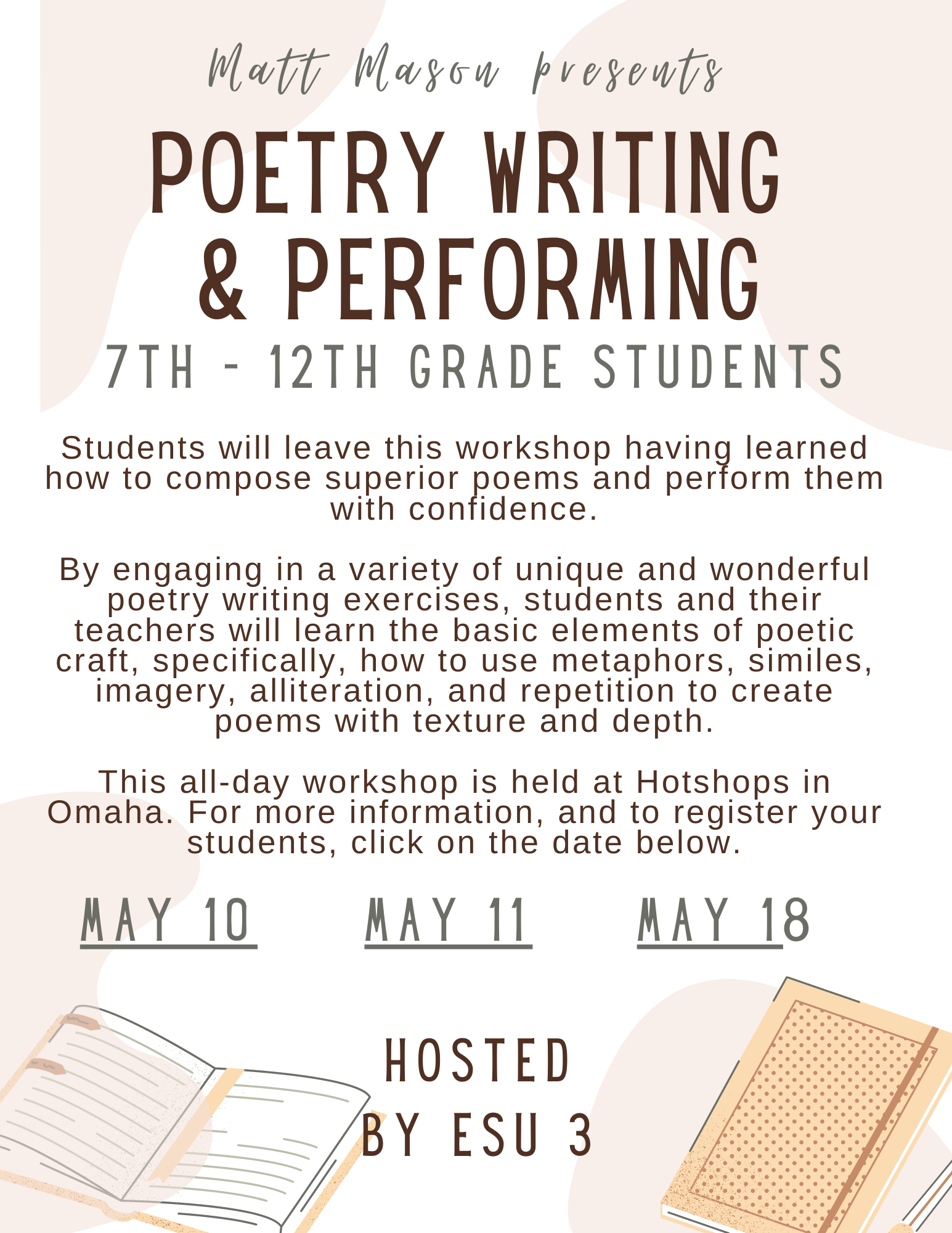 Click here to register for Poetry Writing and Performing.
